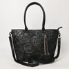 ADBG1480 American Darling Hand Tooled Western Leather Tote Bag with Floral Carving & Tassel Genuine Leather