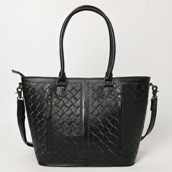 ADBG1480 American Darling Hand Tooled Western Leather Tote Bag with Floral Carving & Tassel Genuine Leather