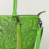 ADBG1480 American Darling Hand Tooled Western Leather Tote Bag with Floral Carving & Tassel Genuine Leather