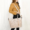 ADBG1480 American Darling Hand Tooled Western Leather Tote Bag with Floral Carving & Tassel Genuine Leather
