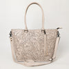 ADBG1480 American Darling Hand Tooled Western Leather Tote Bag with Floral Carving & Tassel Genuine Leather