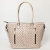 ADBG1480 American Darling Hand Tooled Western Leather Tote Bag with Floral Carving & Tassel Genuine Leather