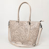 ADBG1480 American Darling Hand Tooled Western Leather Tote Bag with Floral Carving & Tassel Genuine Leather
