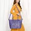 ADBG1480 American Darling Hand Tooled Western Leather Tote Bag with Floral Carving & Tassel Genuine Leather
