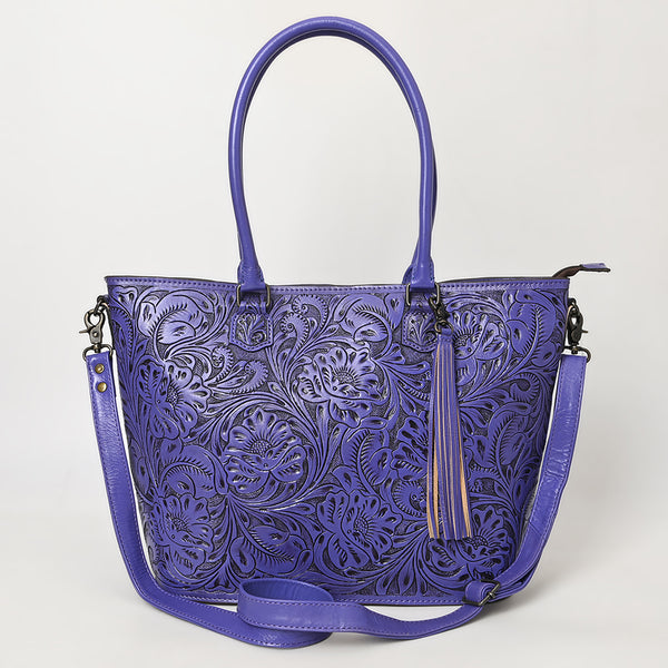 ADBG1480 American Darling Hand Tooled Western Leather Tote Bag with Floral Carving & Tassel Genuine Leather