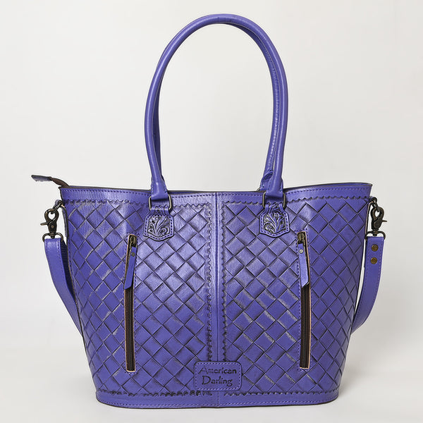 ADBG1480 American Darling Hand Tooled Western Leather Tote Bag with Floral Carving & Tassel Genuine Leather