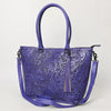 ADBG1480 American Darling Hand Tooled Western Leather Tote Bag with Floral Carving & Tassel Genuine Leather