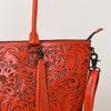 ADBG1480 American Darling Hand Tooled Western Leather Tote Bag with Floral Carving & Tassel Genuine Leather