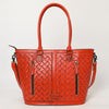 ADBG1480 American Darling Hand Tooled Western Leather Tote Bag with Floral Carving & Tassel Genuine Leather
