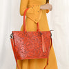 ADBG1480 American Darling Hand Tooled Western Leather Tote Bag with Floral Carving & Tassel Genuine Leather