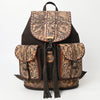 ADBG1468 American Darling Western Leather Backpack Bag with Hand-Tooled Floral Detailing and Genuine Suede Leather Craftsmanship