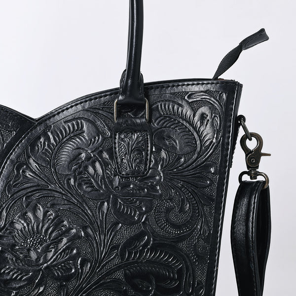 ADBG1473 American Darling Handcrafted Western Leather Tote Bag with Floral Tooled Detailing