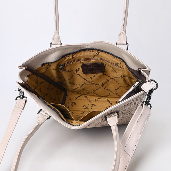 ADBG1473 American Darling Handcrafted Western Leather Tote Bag with Floral Tooled Detailing