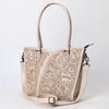 ADBG1473 American Darling Handcrafted Western Leather Tote Bag with Floral Tooled Detailing