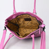 ADBG1473 American Darling Pink Western Leather Tote Bag | Hand-Tooled Floral Carved Genuine Leather Tote