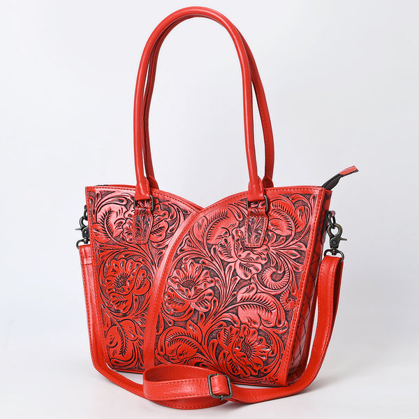 ADBG1473 American Darling Handcrafted Western Leather Tote Bag with Floral Tooled Detailing
