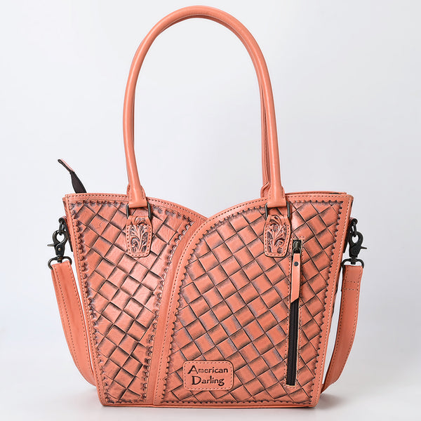 ADBG1473 American Darling Handcrafted Western Leather Tote Bag with Floral Tooled Detailing