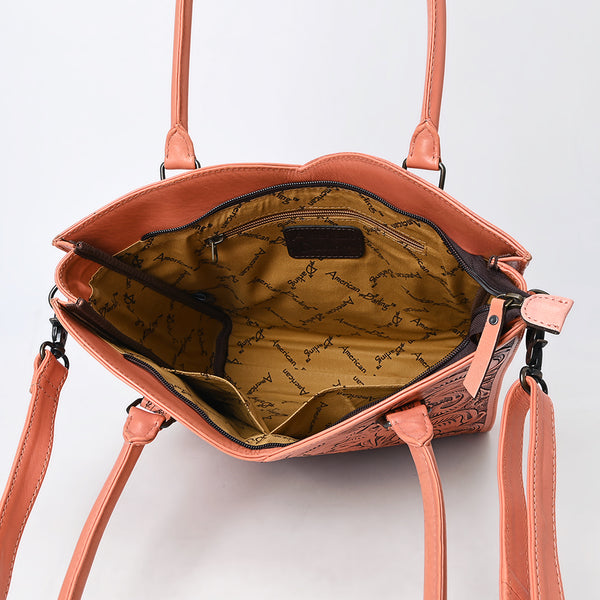 ADBG1473 American Darling Handcrafted Western Leather Tote Bag with Floral Tooled Detailing