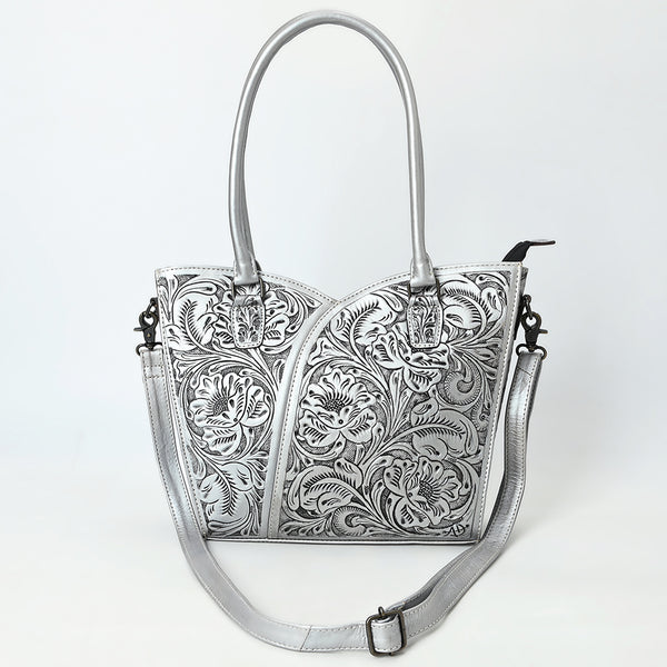 ADBG1473 American Darling Handcrafted Western Leather Tote Bag with Floral Tooled Detailing
