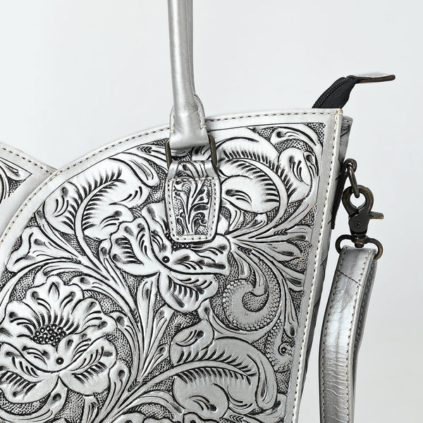ADBG1473 American Darling Handcrafted Western Leather Tote Bag with Floral Tooled Detailing
