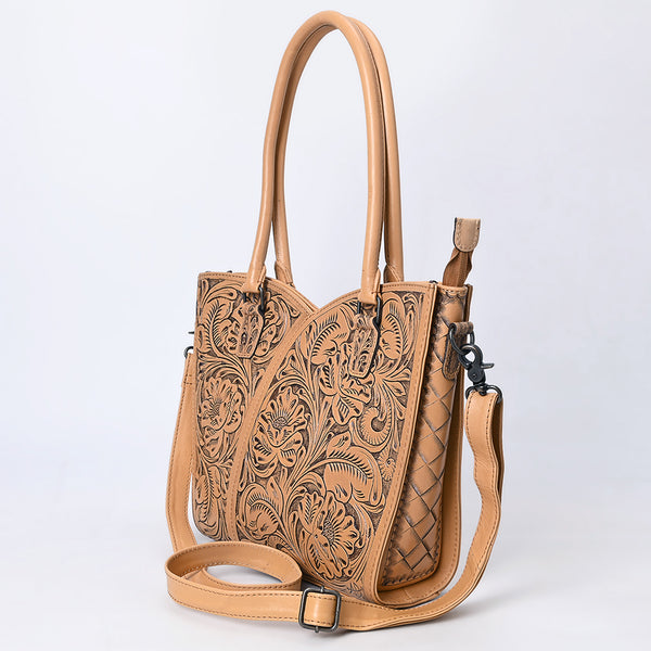 ADBG1473 American Darling Handcrafted Western Leather Tote Bag with Floral Tooled Detailing