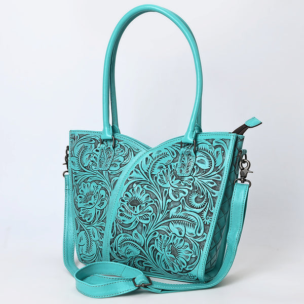 ADBG1473 American Darling Handcrafted Western Leather Tote Bag with Floral Tooled Detailing