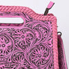 ADBG1474 American Darling Pink Western Leather Clutch Bag Hand Tooled Genuine Floral Carved Purse
