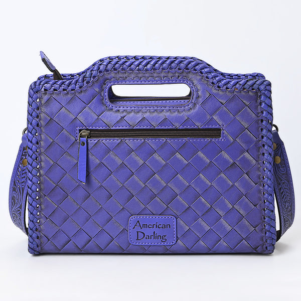 ADBG1474 American Darling Western Hand-Tooled Genuine Leather Clutch Bag with Floral Carving