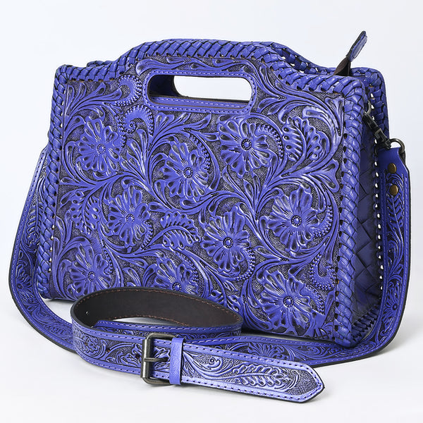 ADBG1474 American Darling Western Hand-Tooled Genuine Leather Clutch Bag with Floral Carving