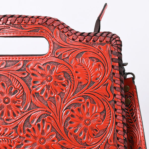 ADBG1474 American Darling Western Hand-Tooled Genuine Leather Clutch Bag with Floral Carving
