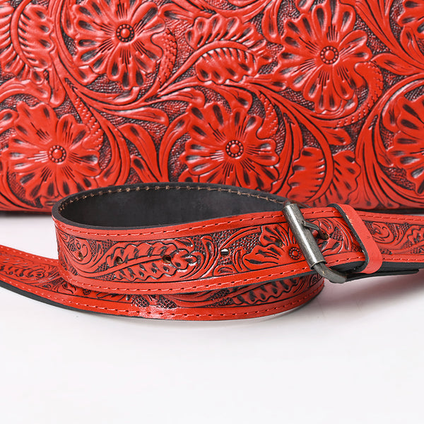 ADBG1474 American Darling Western Hand-Tooled Genuine Leather Clutch Bag with Floral Carving