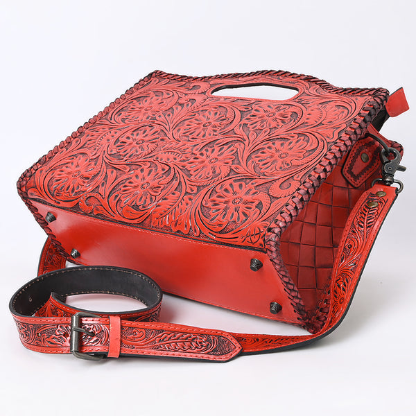 ADBG1474 American Darling Western Hand-Tooled Genuine Leather Clutch Bag with Floral Carving