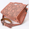 ADBG1474 American Darling Western Hand-Tooled Genuine Leather Clutch Bag with Floral Carving