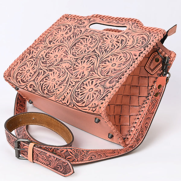 ADBG1474 American Darling Western Hand-Tooled Genuine Leather Clutch Bag with Floral Carving