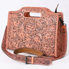 ADBG1474 American Darling Western Hand-Tooled Genuine Leather Clutch Bag with Floral Carving
