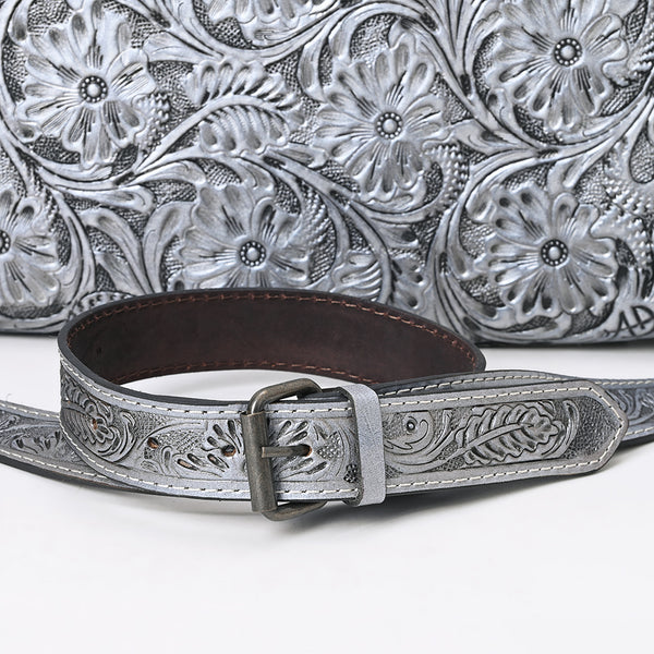 ADBG1474 American Darling Western Hand-Tooled Genuine Leather Clutch Bag with Floral Carving