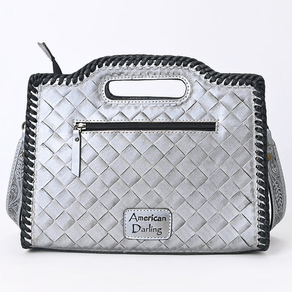 ADBG1474 American Darling Western Hand-Tooled Genuine Leather Clutch Bag with Floral Carving