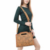 ADBG1474 American Darling Western Hand-Tooled Genuine Leather Clutch Bag with Floral Carving