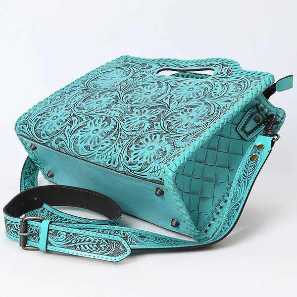 ADBG1474 American Darling Western Hand-Tooled Genuine Leather Clutch Bag with Floral Carving