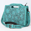 ADBG1474 American Darling Western Hand-Tooled Genuine Leather Clutch Bag with Floral Carving