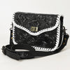 ADBG1475 American Darling Western Genuine Leather Small Cross Body Bag with Hand-Tooled Floral Design