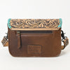 ADBG1475 American Darling Western Genuine Leather Small Cross Body Bag with Hand-Tooled Floral Design