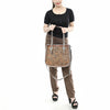 ADBG1478 American Darling Western Genuine Leather Tote Bag with Hand-Tooled Floral Front & Crocodile Embossed Back
