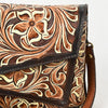 ADBGA560 American Darling Hand-Tooled Tri-Flap Leather Western Crossbody Bag Floral Design