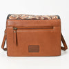 ADBGA560 American Darling Hand-Tooled Tri-Flap Leather Western Crossbody Bag Floral Design