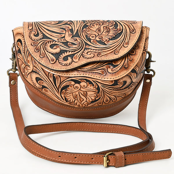ADBGA561 American Darling Hand-Tooled Leather Crossbody Bag Western Floral Carved Purse