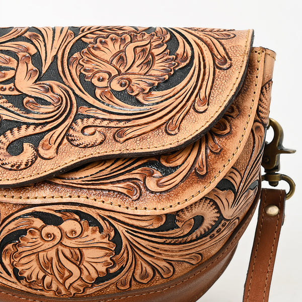 ADBGA561 American Darling Hand-Tooled Leather Crossbody Bag Western Floral Carved Purse