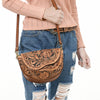 ADBGA561 American Darling Hand-Tooled Leather Crossbody Bag Western Floral Carved Purse