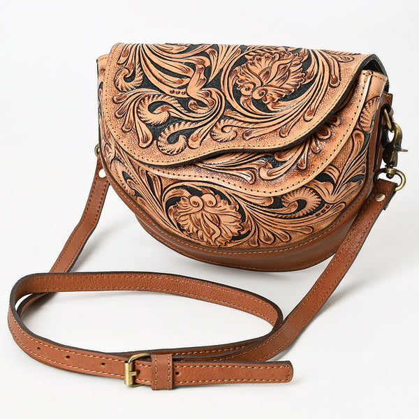 ADBGA561 American Darling Hand-Tooled Leather Crossbody Bag Western Floral Carved Purse