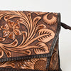 ADBGA563 American Darling Hand-Tooled Genuine Leather Crossbody Bag Western Floral Design
